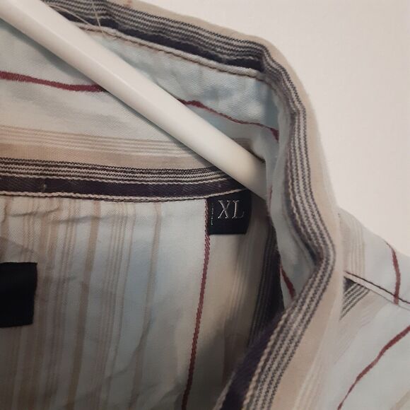 7 Diamonds Shirt XL Long Sleeve Button Blue Striped Pearl Snap Pockets Western - Picture 7 of 11